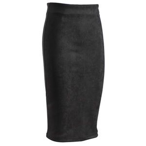 Fitted Midi Skirt - Black